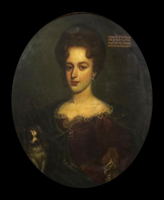 Early 18th Century English School Portrait of Anne Butler (b.1695) 28.5 x 23in.